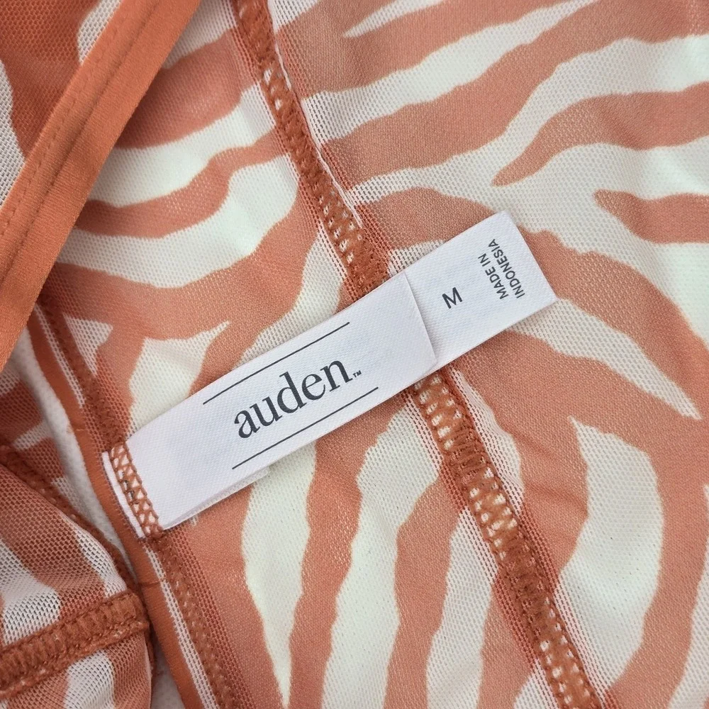 Auden Unlined Bralette M Orange Zebra Animal Print Sheer Mesh Wireless Bra NWOT